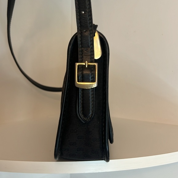GUCCI black canvas and leather crossbody vintage purse bag - Picture 6 of 17